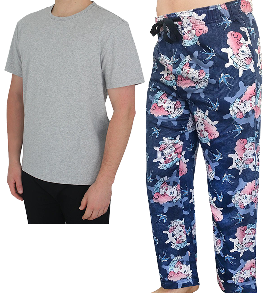 Men's Grey Tee and Pyjama Pant Set