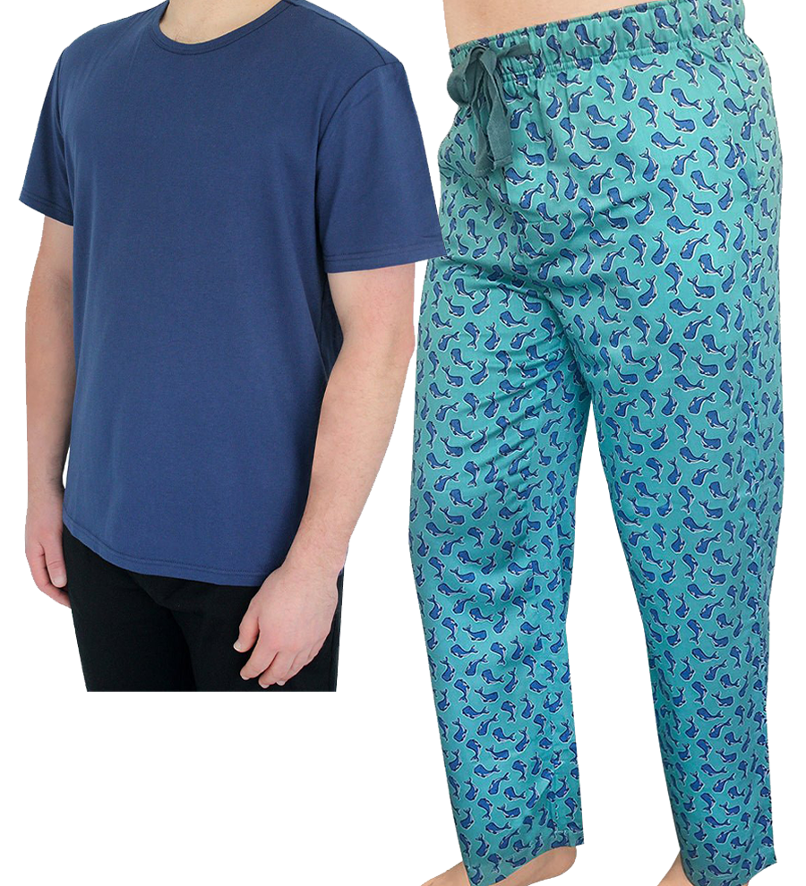 Men's Navy Tee and Pyjama Pant Set