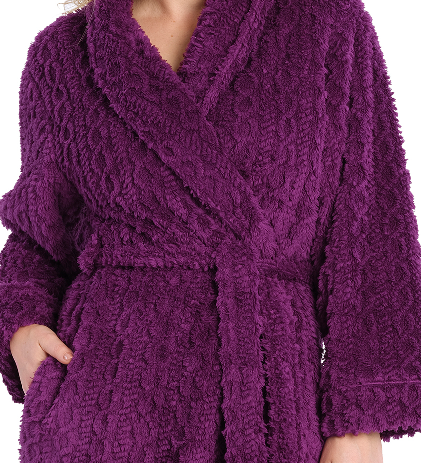 Wine Womens Long Fleece Dressing Gown | Womens Winter Dressing Gown | Magnolia Lounge Australia