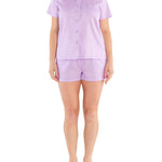 Wisteria Cotton Sateen Shortie Pyjama Set - Women's Cotton Summer Pyjamas Magnolia Lounge Australia