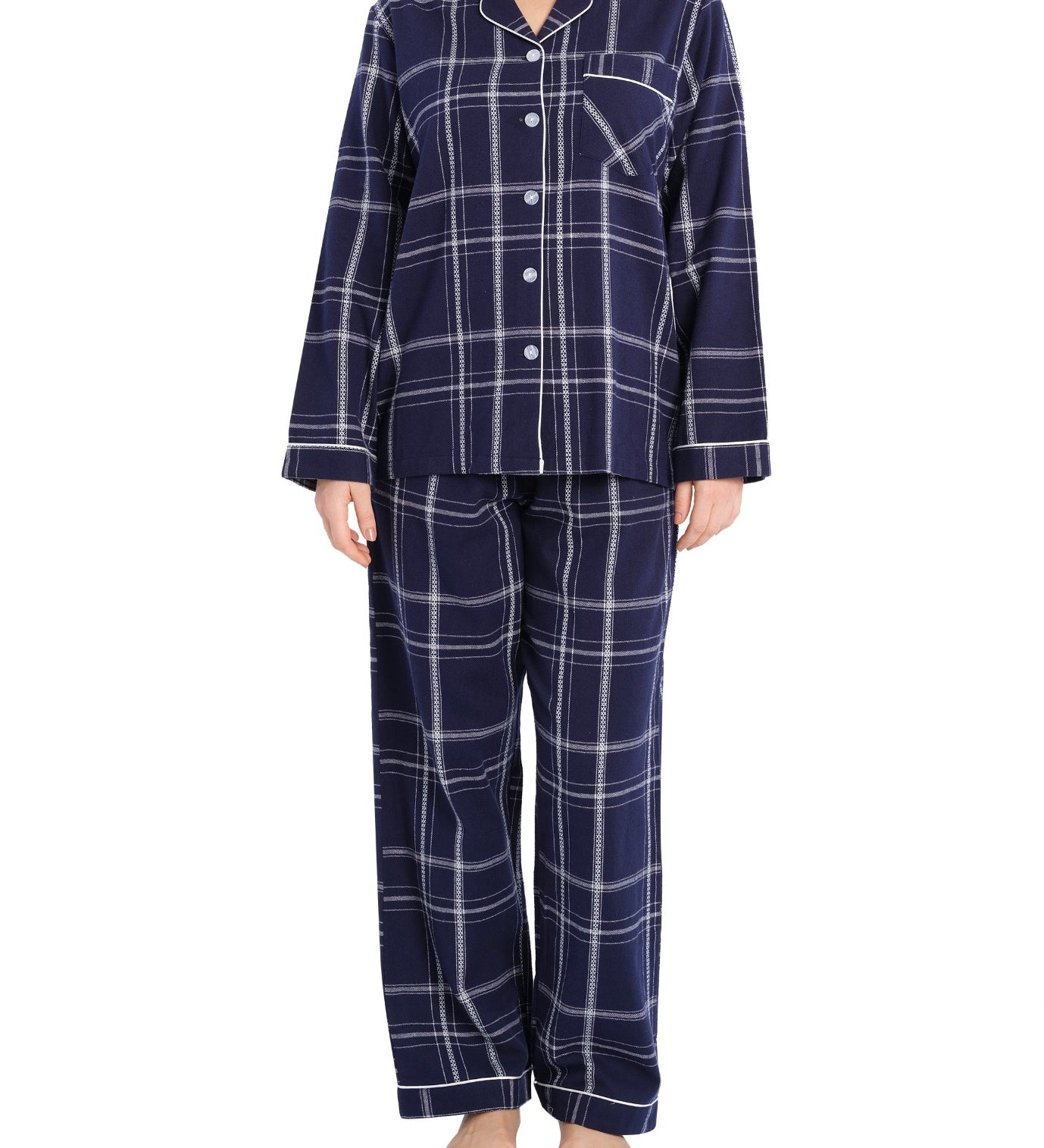 Evening Check Flannelette Cotton Pyjama Set | womens winter pyjamas | Magnolia Lounge Australia