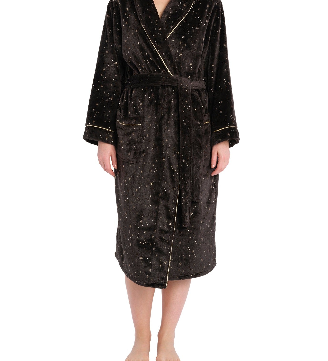 Starry Night Shawl Collar Fleece Dressing Gown | womens Winter Dressing gowns | Magnolia Lounge Australia