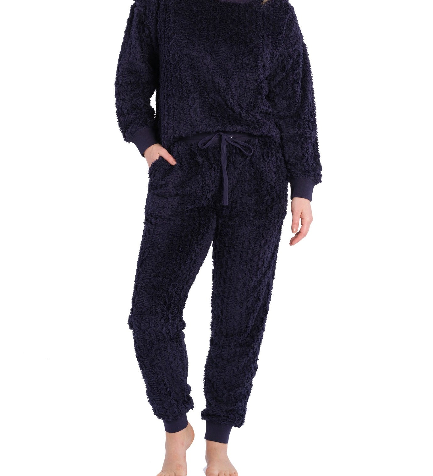 Navy Lux Fleece Lounge Set | Womens winter loungewear set | Magnolia Lounge Australia