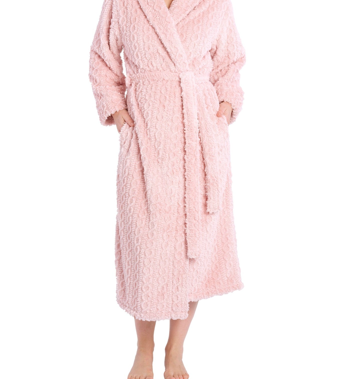 Dusty Pink Shawl Collar Fleece Dressing Gown | womens winter dressing gown | magnolia lounge australia