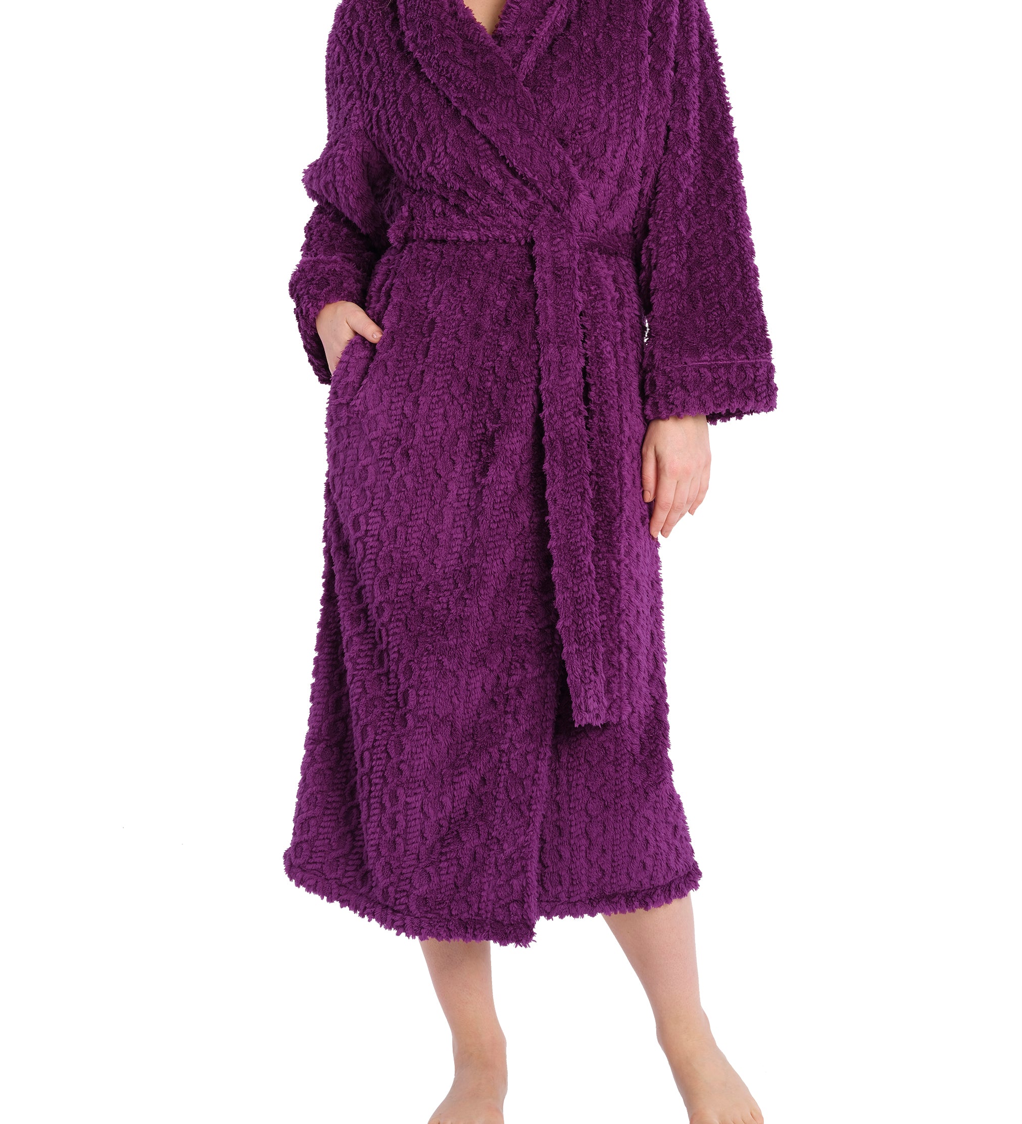 Wine Womens Long Fleece Dressing Gown | Womens Winter Dressing Gown | Magnolia Lounge Australia